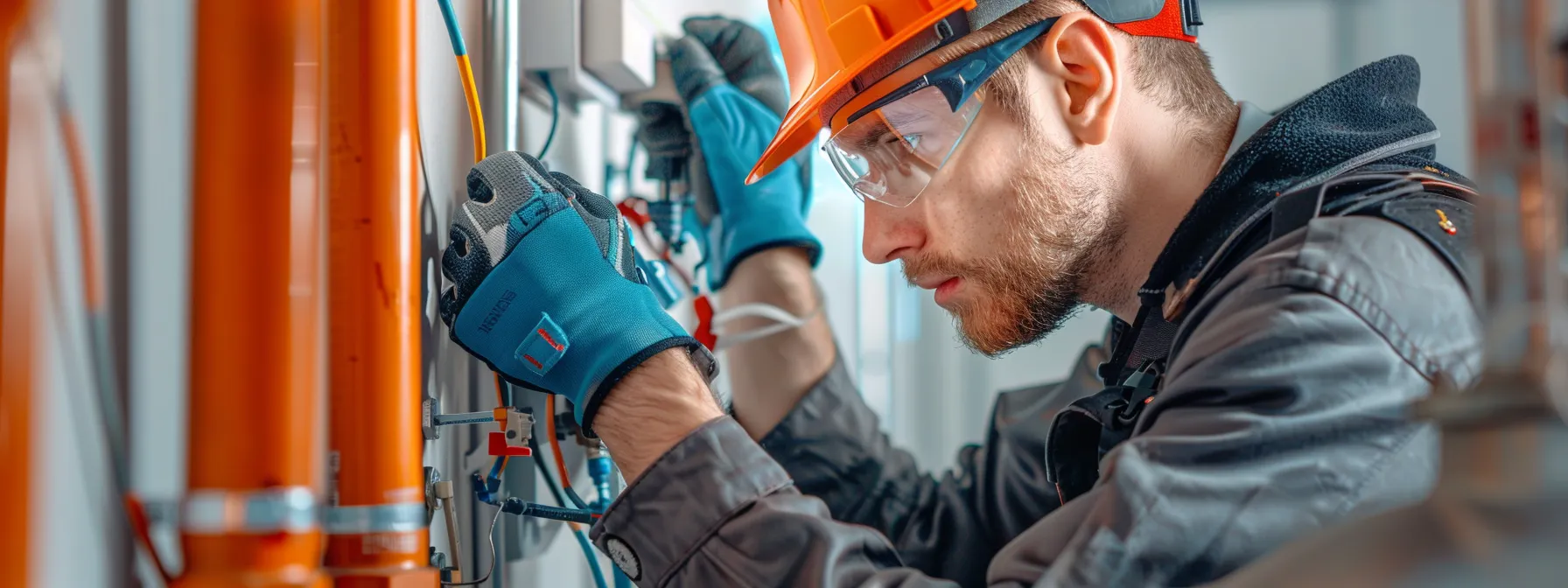 a skilled electrician carefully installing conduit wiring in a newly constructed building in overland park.